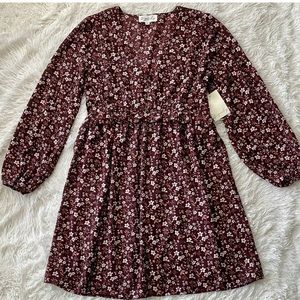 NWT Burgundy w/Beautiful Floral Print Dress